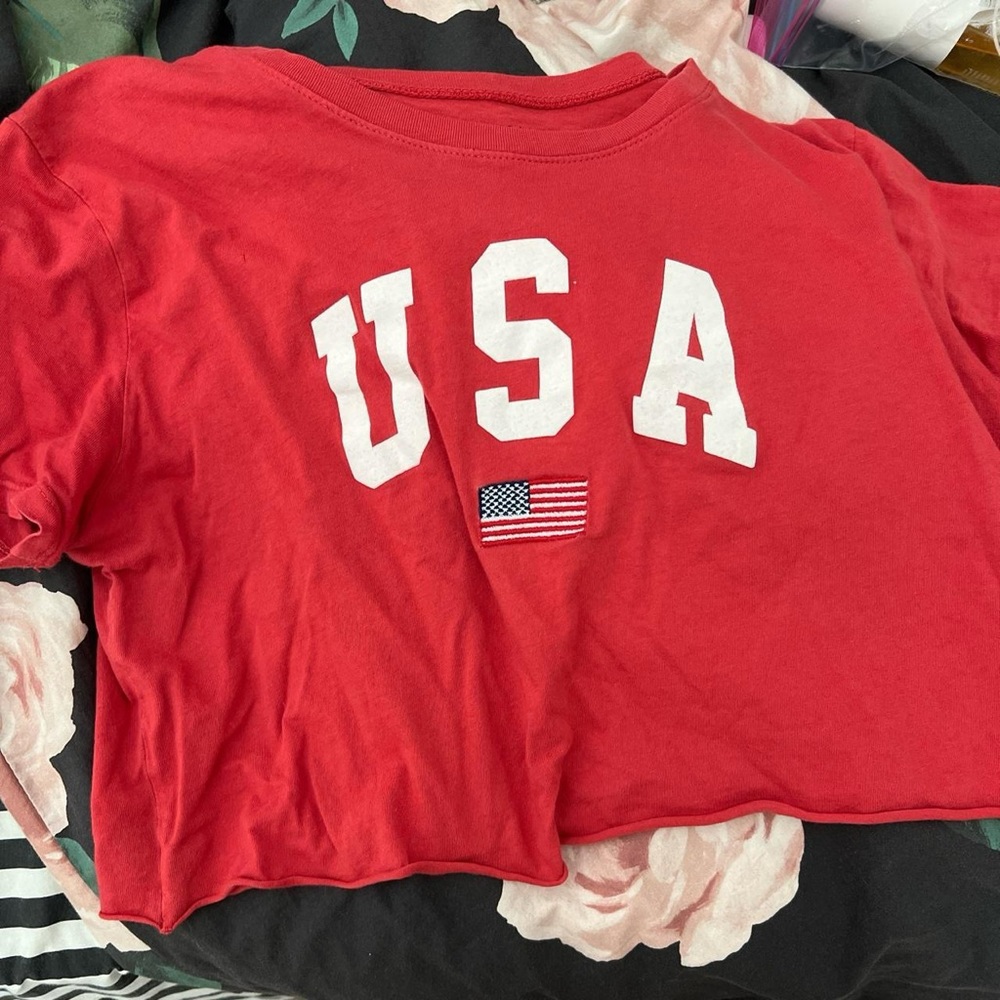 brandy melville cropped u.s.a. shirt